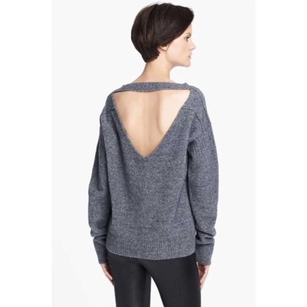 A.L.C. 'Arnaud' Knit Open Back Merino Wool Sweater in Gray Size Small